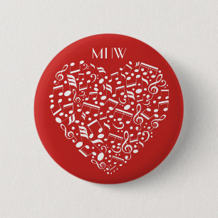 Musical Heart custom monogram & colour buttons