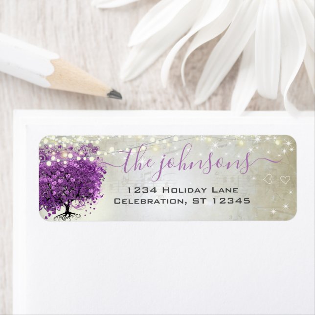 Musical Heart Leafed Tree Plum Return Address Labe (Insitu)