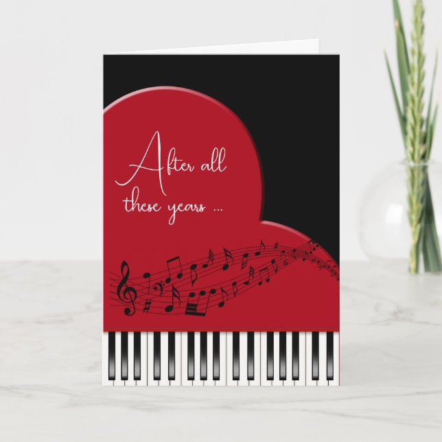 Musical Heart with Piano Keys Anniversary Card (Front)
