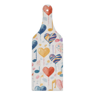 Musical hearts bottled shaped cutting board