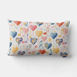 Musical hearts throw pillow