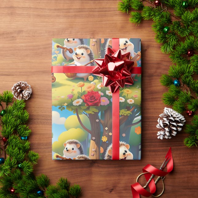 "Musical Hedgehog Vibes" Wrapping Paper (Holiday Gift)