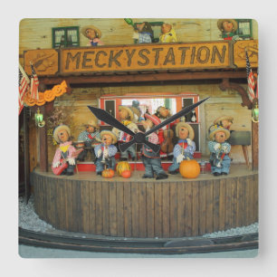 Musical Hedgehogs Cowboy Band Square Wall Clock