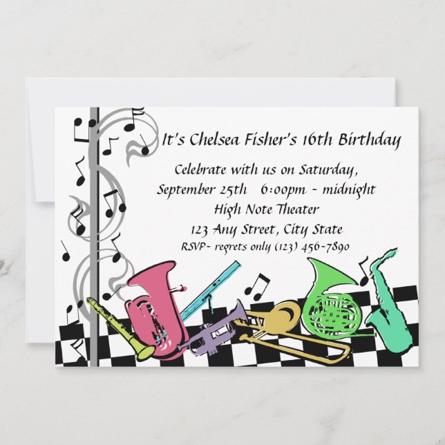 Musical Hip Hop Invite (Front)