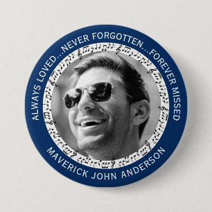 Musical In Loving Memory   Photo Memorial 3 Inch Round Button
