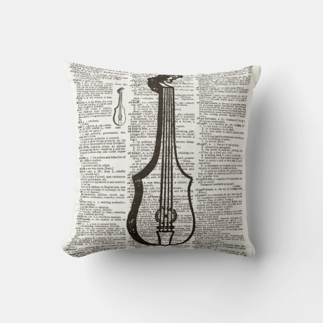 Musical Instrument Dictionary Art Throw Pillow (Front)