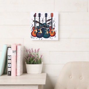 Musical Instrument Illustrations (1) Square Wall Clock