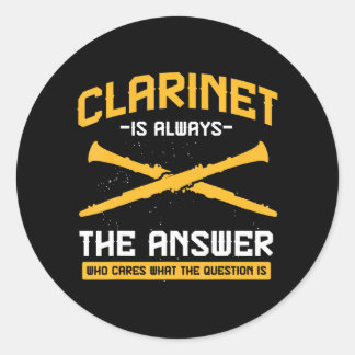 Musical Instrument Marching Band Music Clarinet Classic Round Sticker