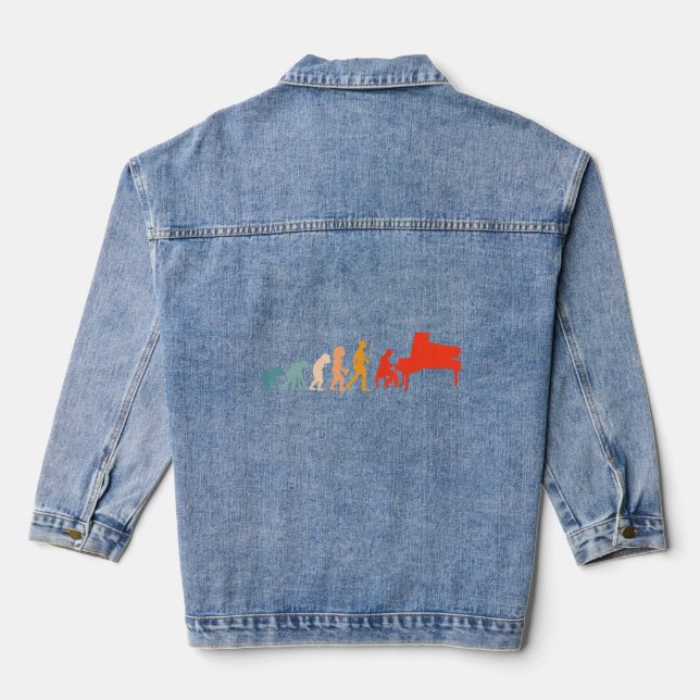 Musical Instrument Piano Piano Player Pianist  Denim Jacket (Back)