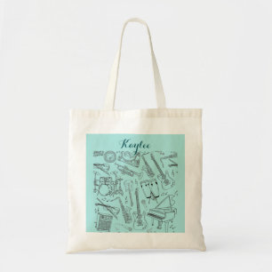 Musical Instrument Sheet Music Tote Bag