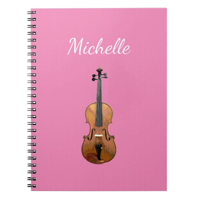 Musical Instrument Violin Girly Pink Notebook (Front)