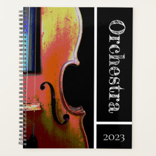 Musical Instrument Violin Orchestra Black White Planner