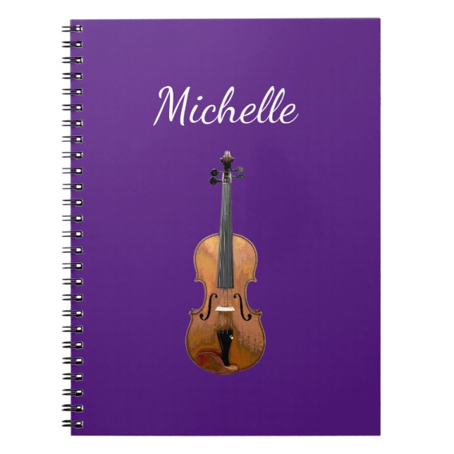 Musical Instrument Violin Orchestra Purple Notebook (Front)