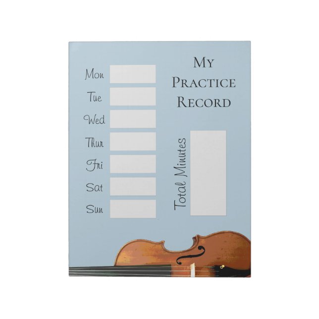 Musical Instrument Violin Practice Record Chart Notepad (Rotated)