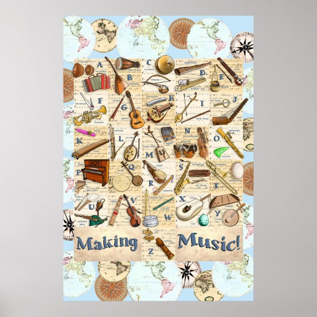 Musical Instruments Alphabet International Poster (Front)