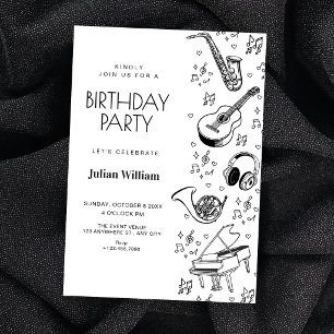 Musical instruments birthday invitation