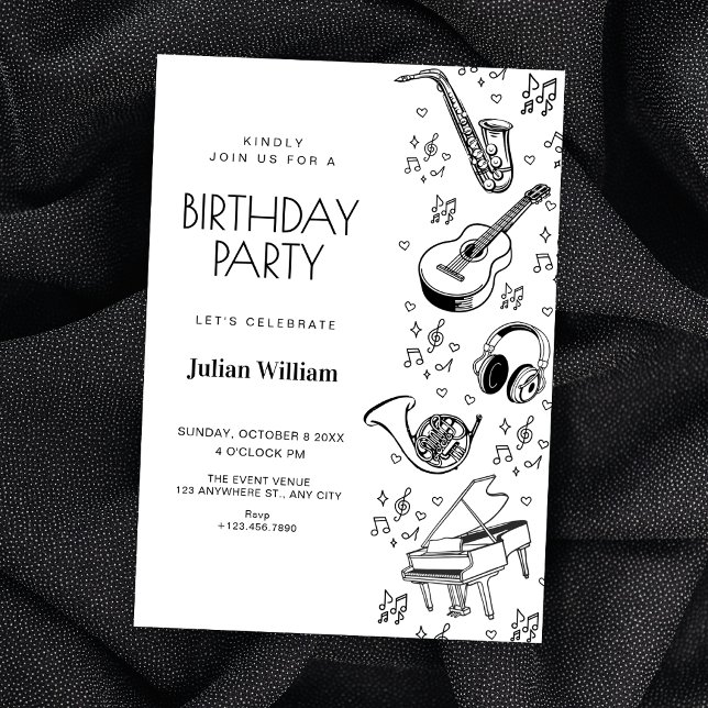 Musical instruments birthday invitation (Creator Uploaded)