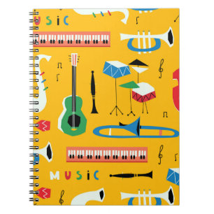 Musical Instruments: Mid Century Yellow Notebook