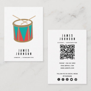 Musical Instruments Music Drum Singer Musician Business Card