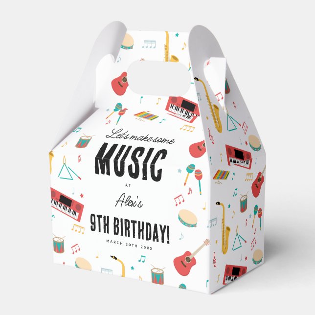 Musical Instruments Music Theme Birthday Party Favor Box (Front Side)
