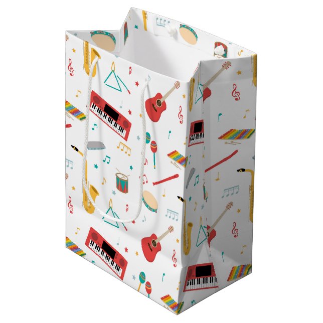Musical Instruments Music Theme Pattern Medium Gift Bag (Front Angled)