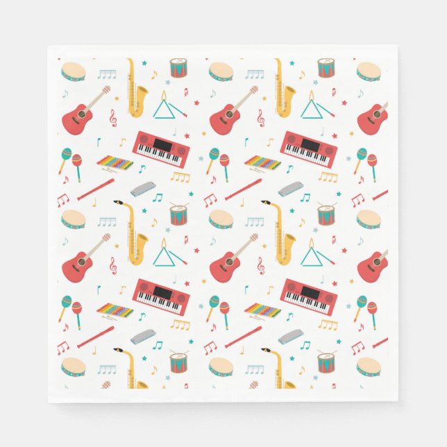 Musical Instruments Music Theme Pattern Napkin (Front)
