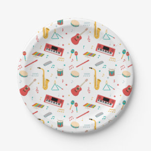 Musical Instruments Music Theme Pattern Paper Plate