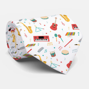 Musical Instruments Music Theme Pattern Tie