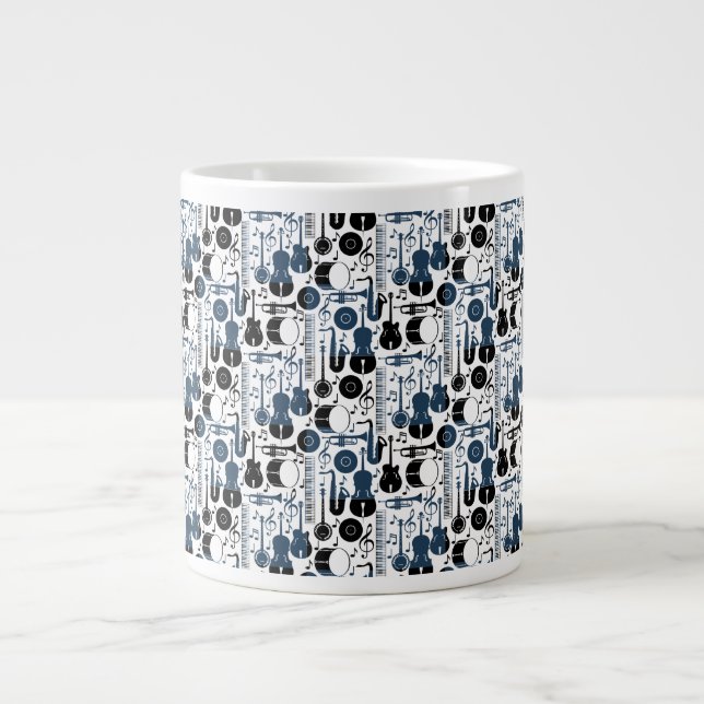Musical instruments pattern design 2 tones large coffee mug (Front)