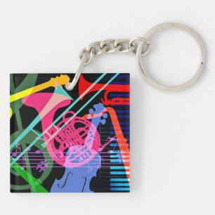 Musical Instruments Pop Art Design Keychain