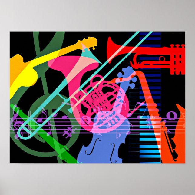Musical Instruments Pop Art Design Poster (Front)