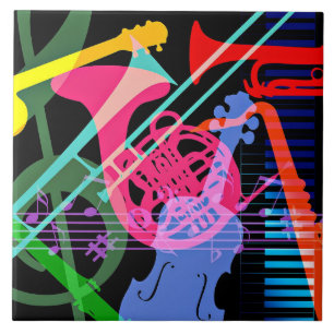 Musical Instruments Pop Art Design Tile