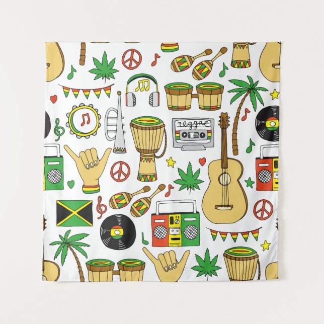 Musical Instruments: Reggae Seamless Background Tapestry (Front)