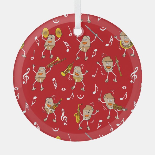 Musical Instruments Rock  Glass Ornament (Front)