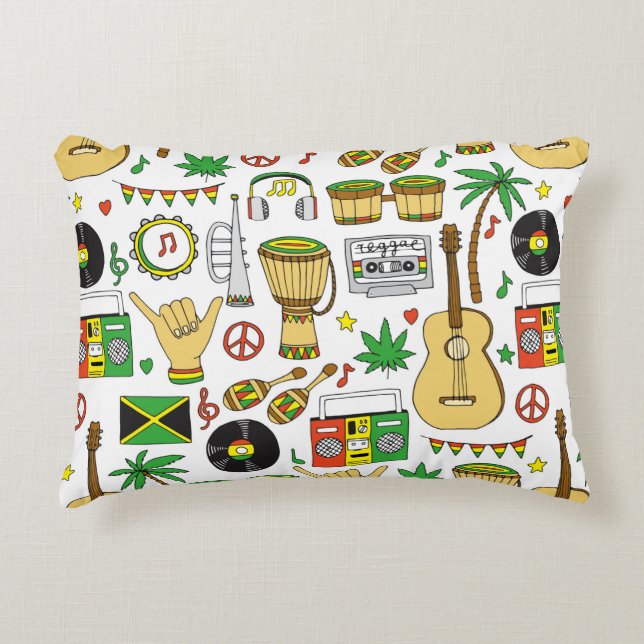 Musical instruments seamless pattern. Reggae backg Accent Pillow (Front)