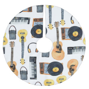 Musical Instruments: Seamless Watercolor Brushed Polyester Tree Skirt