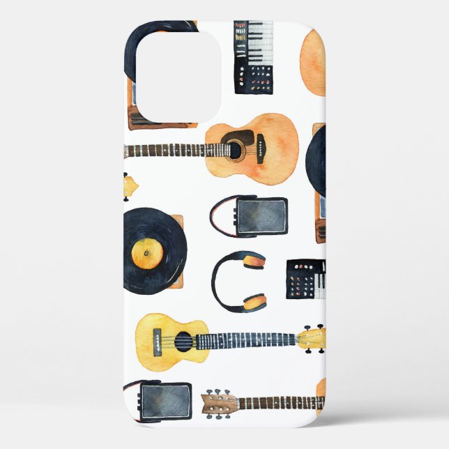 Musical Instruments: Seamless Watercolor Case-Mate iPhone Case (Back)