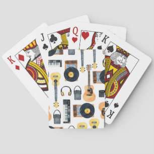 Musical Instruments: Seamless Watercolor Playing Cards