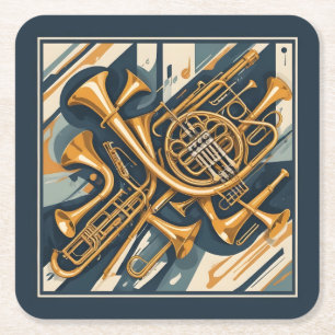 Musical Instruments Square Paper Coaster