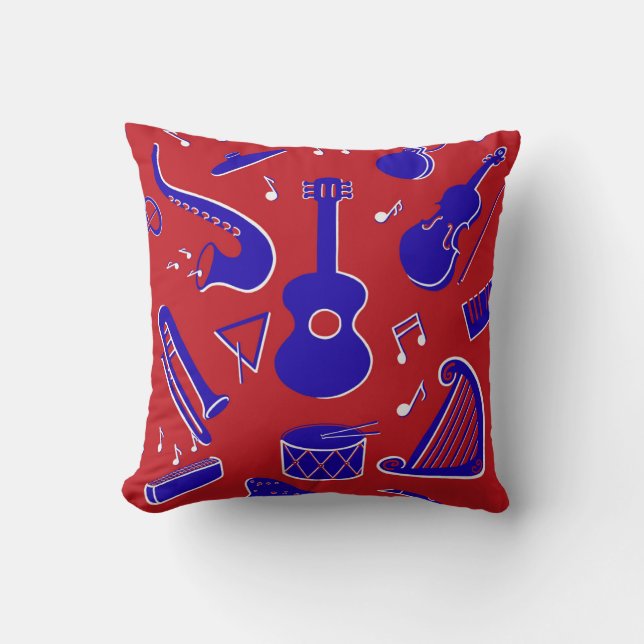 Musical Instruments Throw Pillow (Front)