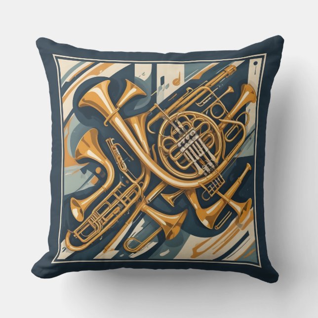Musical Instruments Throw Pillow (Front)