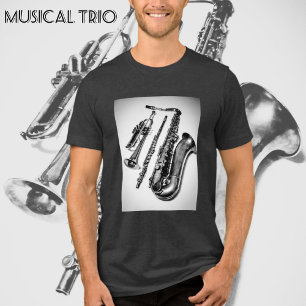 Musical Instruments Trumpet Flute Saxophone Tri-Blend Shirt