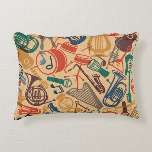 Musical Instruments Vintage Seamless Background Accent Pillow