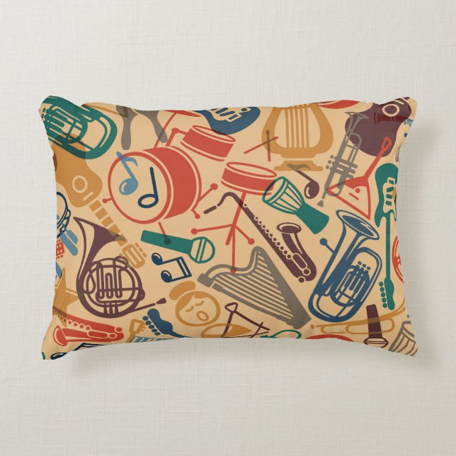 Musical Instruments Vintage Seamless Background Accent Pillow (Front)