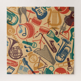 Musical Instruments Vintage Seamless Background Jigsaw Puzzle