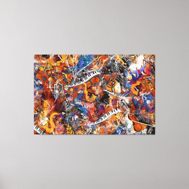 Musical Instruments with Abstract Splatter Juleez Canvas Print (Front)