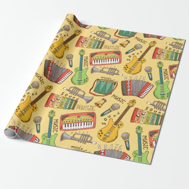 Musical Instruments Wrapping Paper (Unrolled)