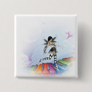 Musical Keyboard Faerie Vignette 2 Inch Square Button