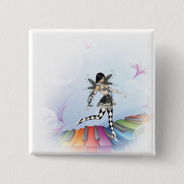 Musical Keyboard Faerie Vignette 2 Inch Square Button (Front)