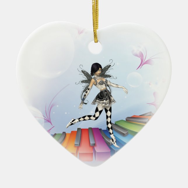 Musical Keyboard Faerie Vignette Ceramic Ornament (Front)